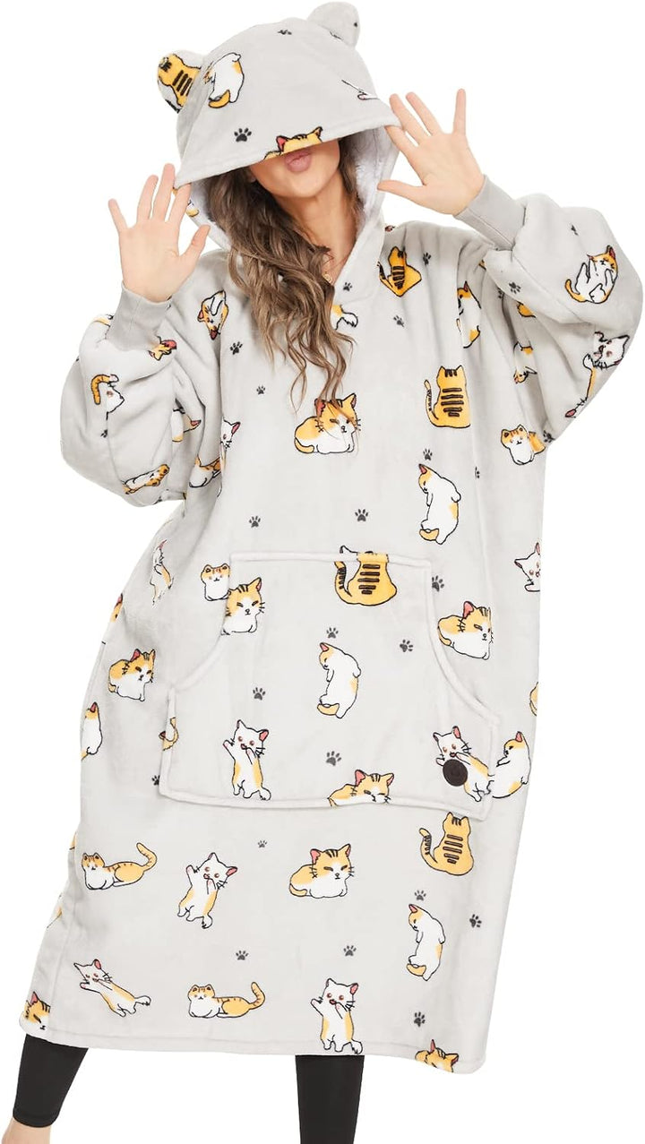 THREE POODLE Decken Hoodie, Oversize Hoodie Decken Pullover Kuschelpullover für Damen Herren Kinder,