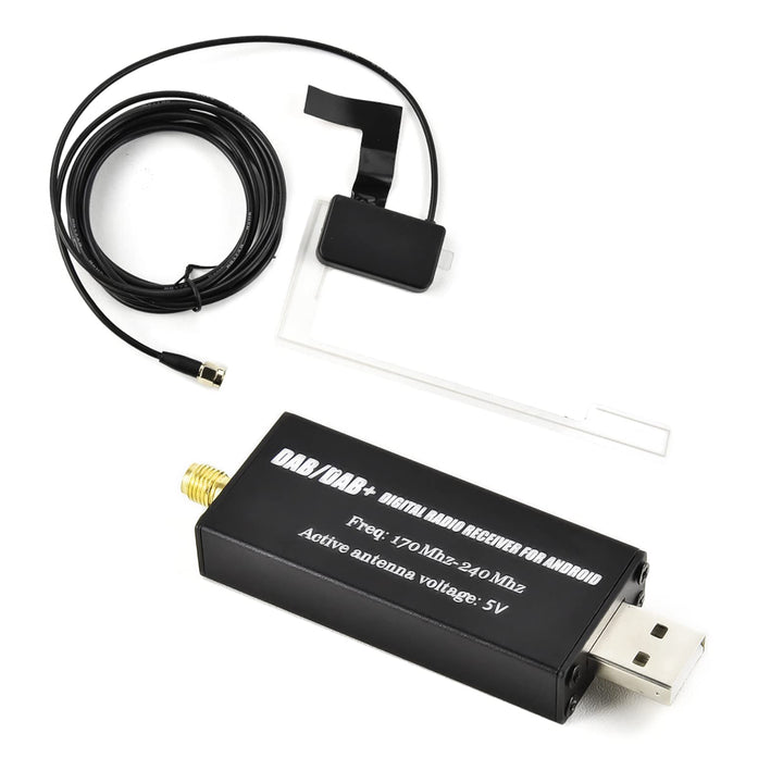 Podofo DAB/DAB+ Dongle USB Adapter mit Autoscheibenantenne, Universal für Android Autoradio Player,