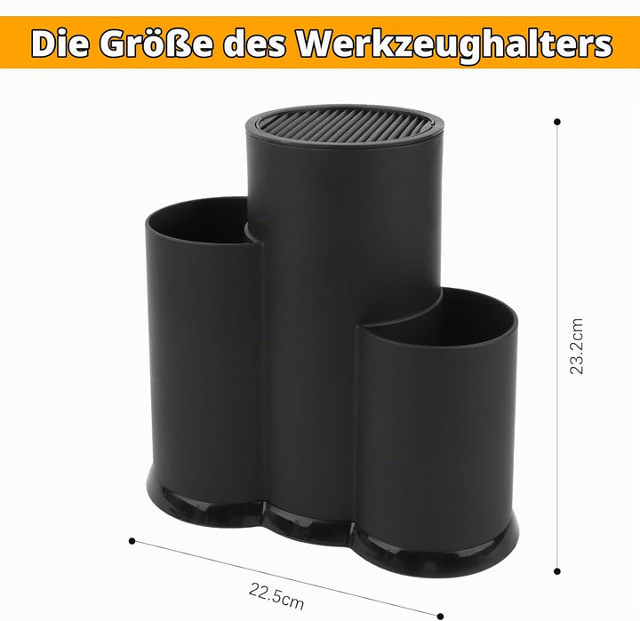 3 in 1 Messerblock Ohne Messer, Schwarz Messerblockhalter Unbestückt, Universal Runder Messerblockha