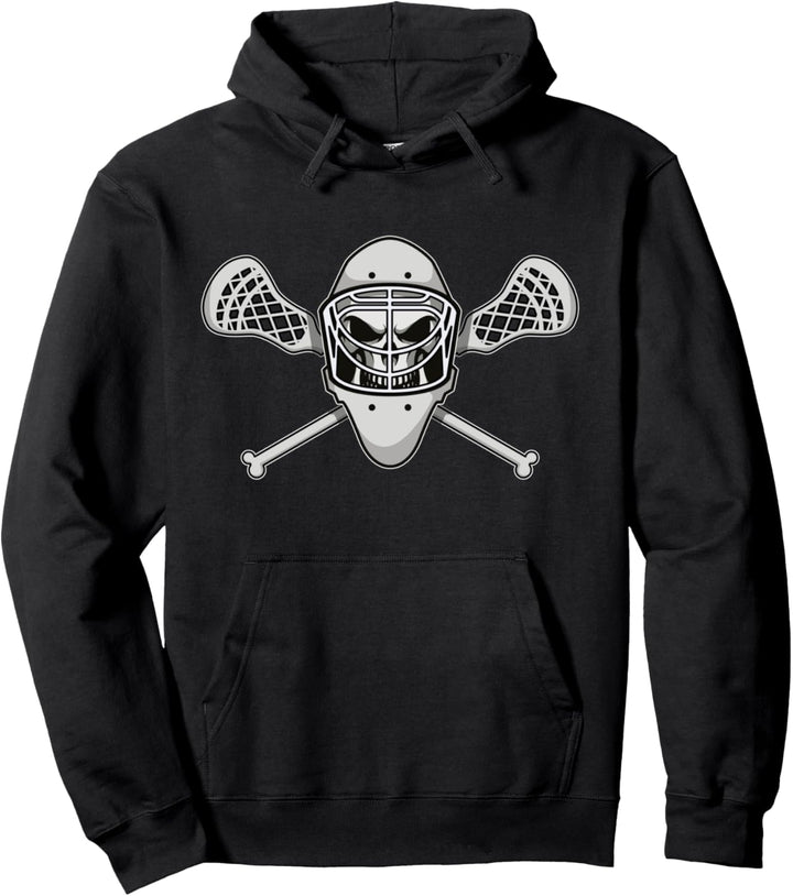Lacrosse Spieler Schädel Totenkopf Helm Schläger Mannschaft Pullover Hoodie