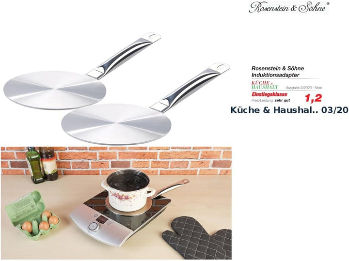 Rosenstein &amp; Söhne Induktionsadapter-Platte: 2er-Set Universal-Adapterplatten für Induktions-Kochfel