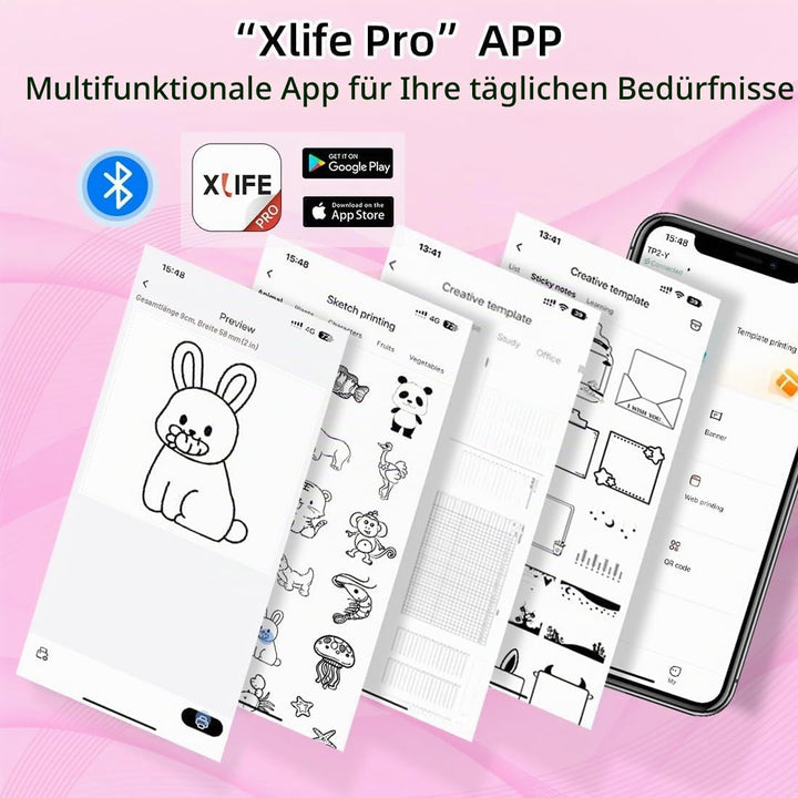 vretti Mini Drucker TP2-Y Label Printer Bluetooth Fotodrucker Aufkleber Kompatibel mit Android &amp; iOS