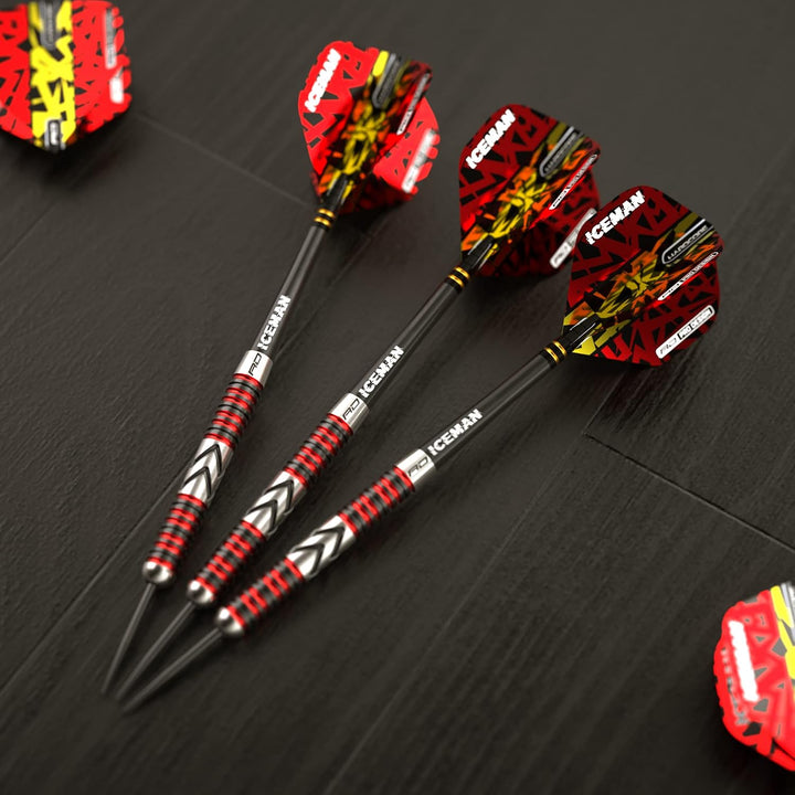 RED DRAGON Gerwyn Price Iceman Firebird Premium Wolfram Darts Set mit Flüge und Stielen 21.0 Gramm,