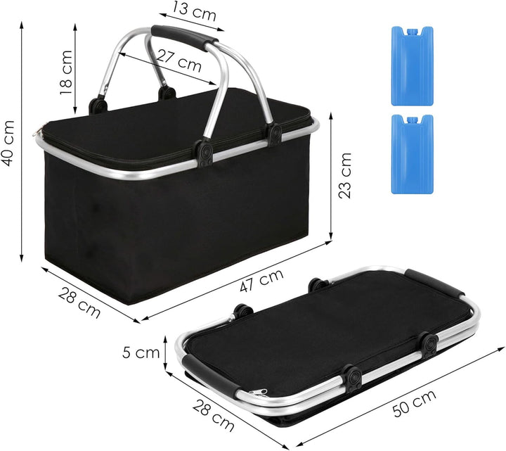 SPRINGOS Thermotasche Kühltasche Schwarz, 2 Kühlakku, Schwarz, 2 Kühlakku