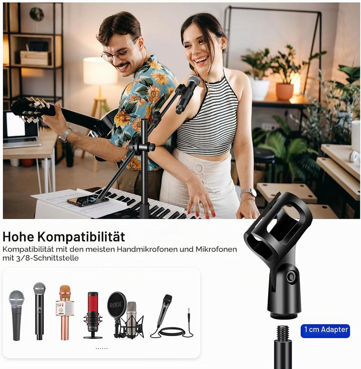 Mikrofonständer, Aokeo Mikrofon Ständer Floor mit Verstellbarem Stativ,Tragetasche,Tablet-Halter,Gee