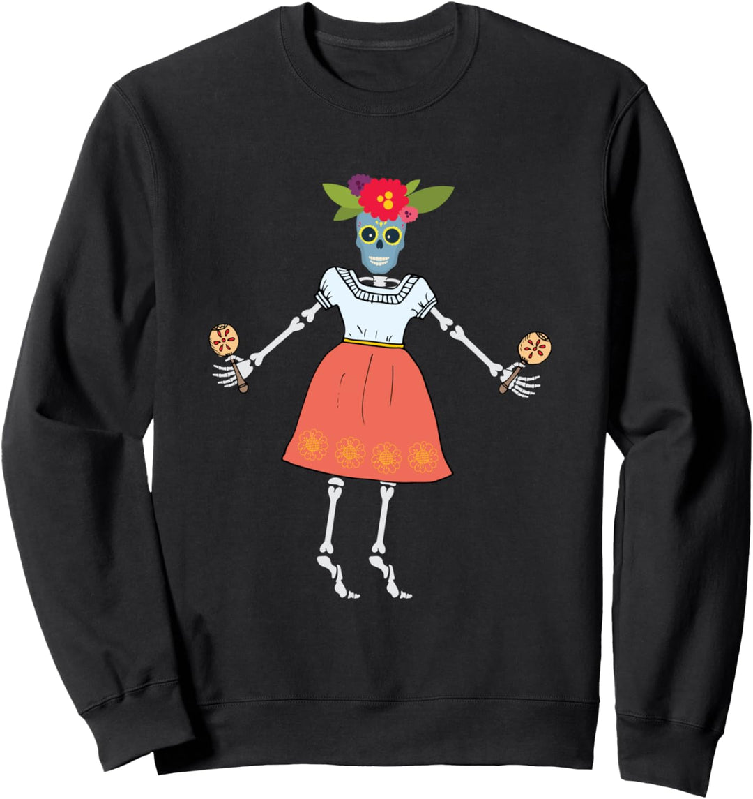 La Santa Muerte Skelett mit Rumba Shakers Sweatshirt
