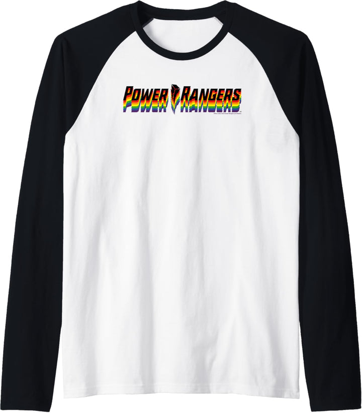 Power Rangers Rainbow 3D Outlined Logo Raglan