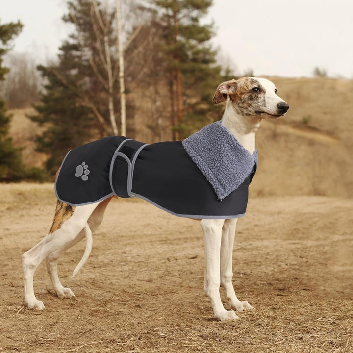 Geyecete Hunde Wintermäntel fur Windhund,Hundejacken mit plüschfutter,Wasserdichter Regenmantel Wind