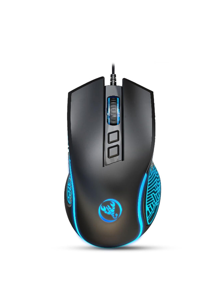 HXSJ X100 Gaming-Maus mit Kabel,Ergonomische PC-Gaming-Mäuse mit 7-Farbigen LED-Leuchten,7 Tasten,Op