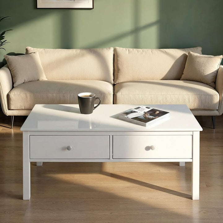 Inter Link Couchtisch aus Kiefer Massivholz mit Schublade – Wohnzimmertisch – Robuster Sofatisch mit