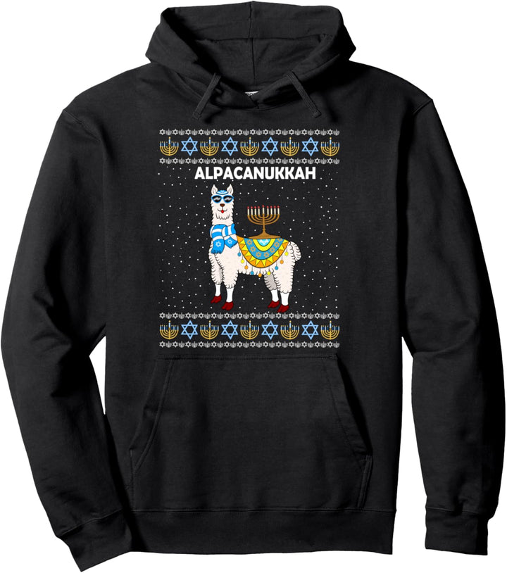 Alpaka Lama Juw Jüdische Chanukka Chanukah Lustige Menorah Kinder Pullover Hoodie