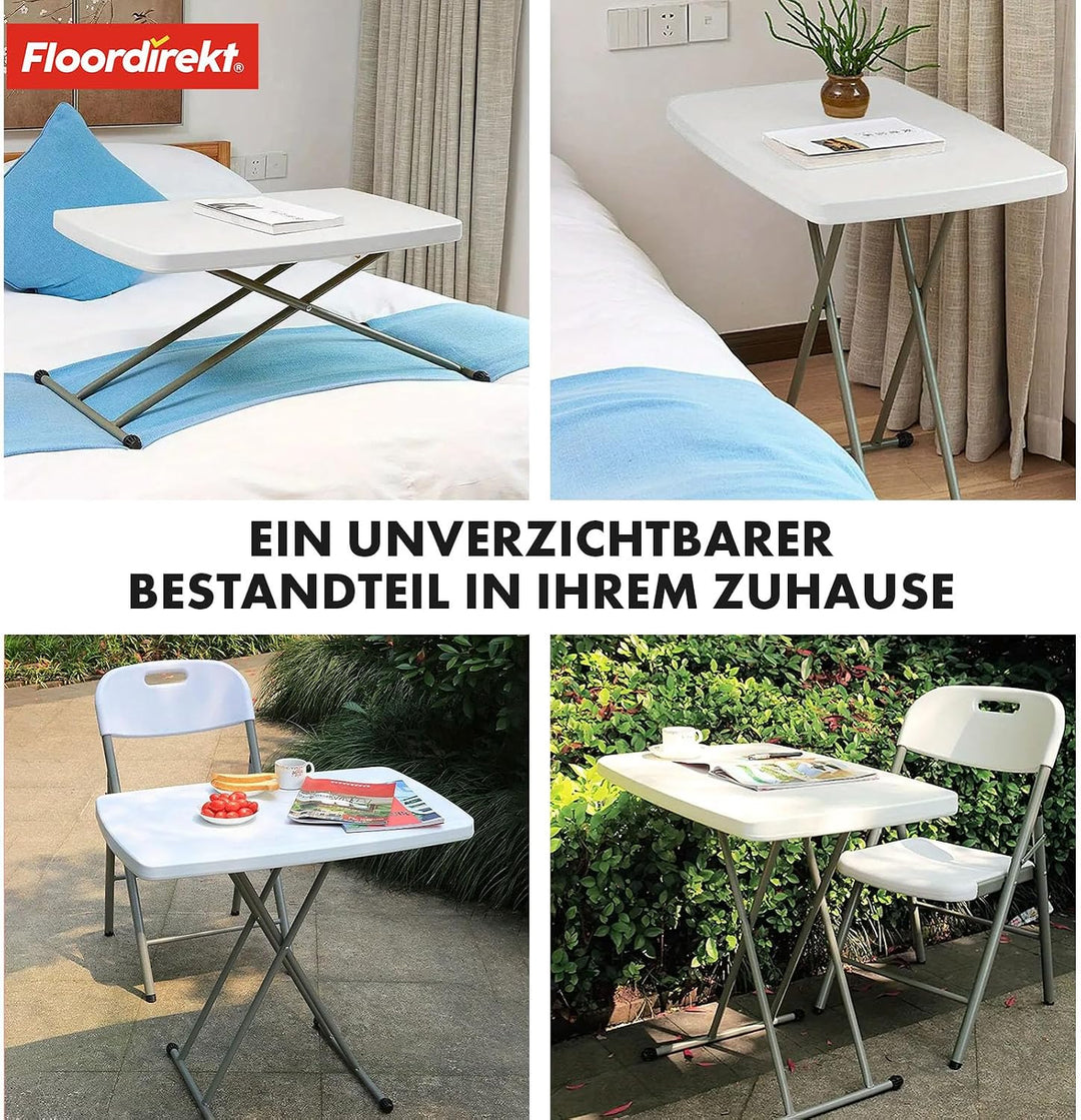 Floordirekt- Gartentisch Klappbar Kunststoff 75,5 x 49 cm - Buffettisch mit Tragegriff - Klapptisch