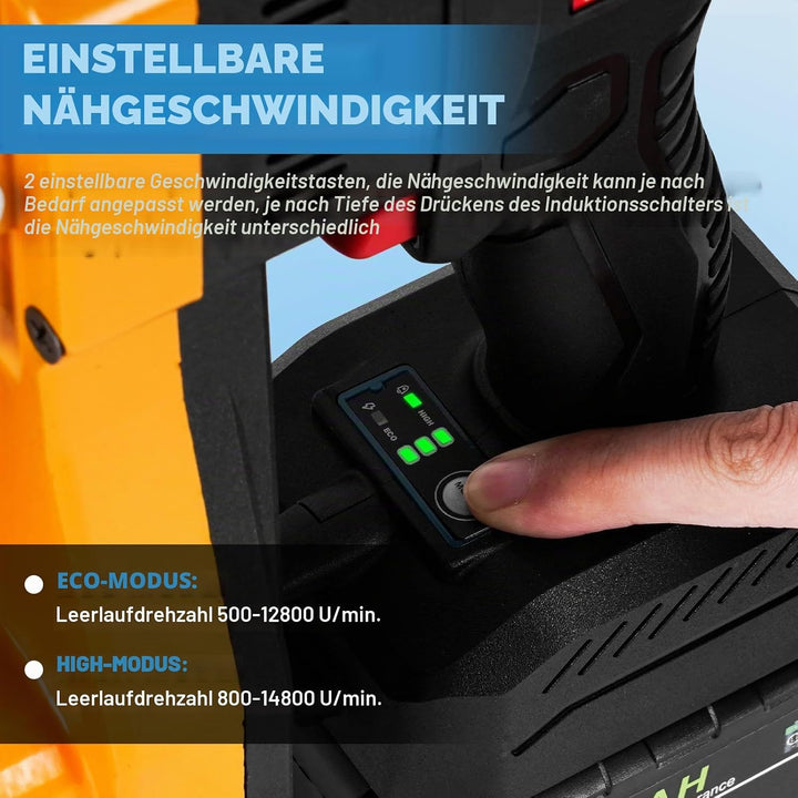 MXBAOHENG Sacknähmaschine mit 2 akkus 21 V Einstellbare Geschwindigkeit Beutelverschliessmaschine mi