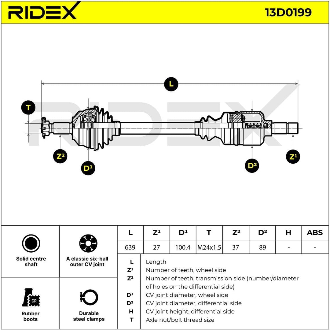 RIDEX Antriebswelle 13D0199 vorne links Ulysse (179_) 669mm