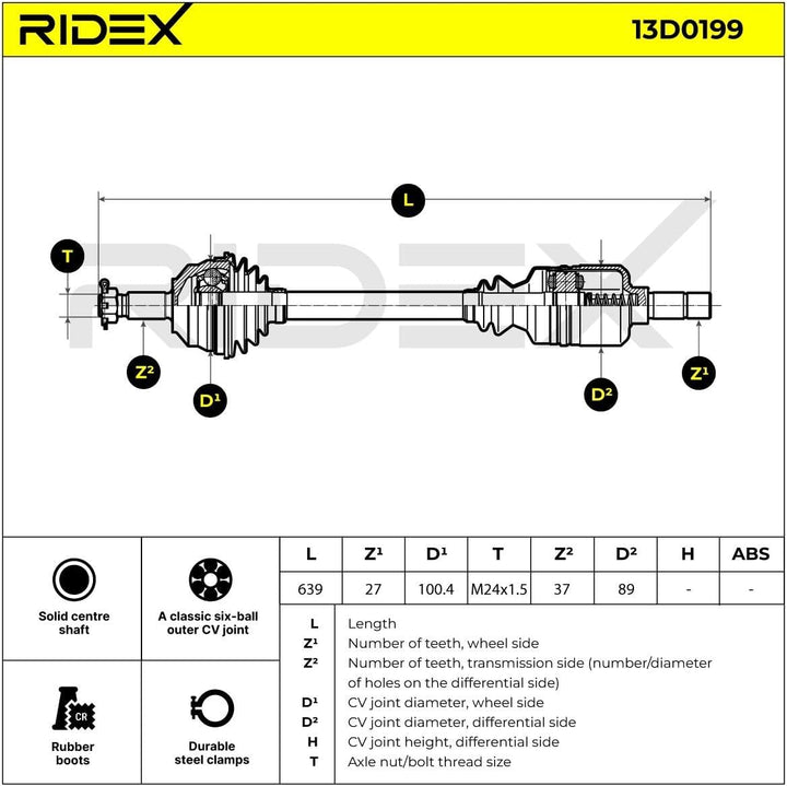 RIDEX Antriebswelle 13D0199 vorne links Ulysse (179_) 669mm