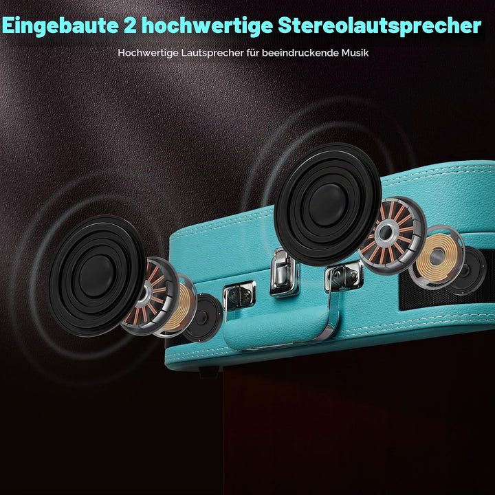 Plattenspieler mit Lautsprechern &amp; Bluetooth 5.4 | Schallplattenspieler 33/45/78 U/min | USB-Digital