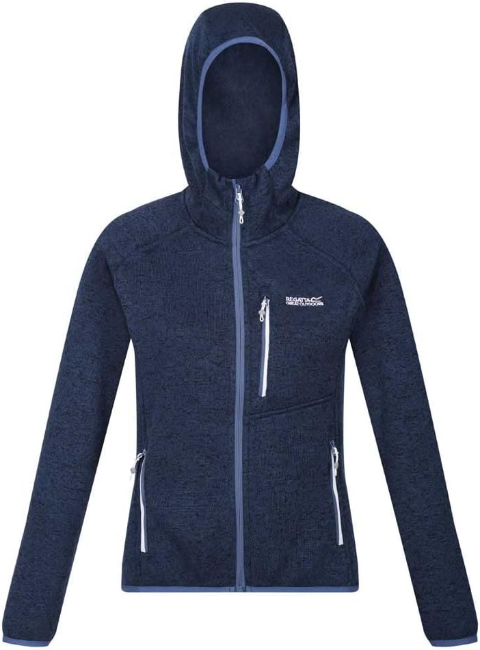 Regatta Damen Newhill Strickfkleecejacke mit Kapuze RWA597 36 dunkelblau