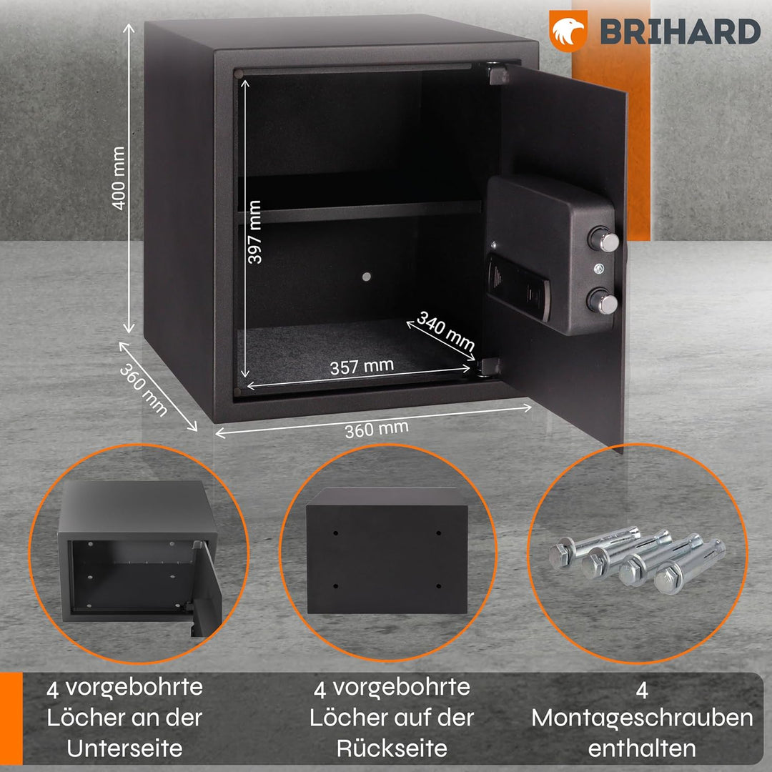 Brihard Betriebs Safe Elektronischer - 40x38x38cm Sicherheitsbox mit LED-Bildschirm, Digitalem Zahle