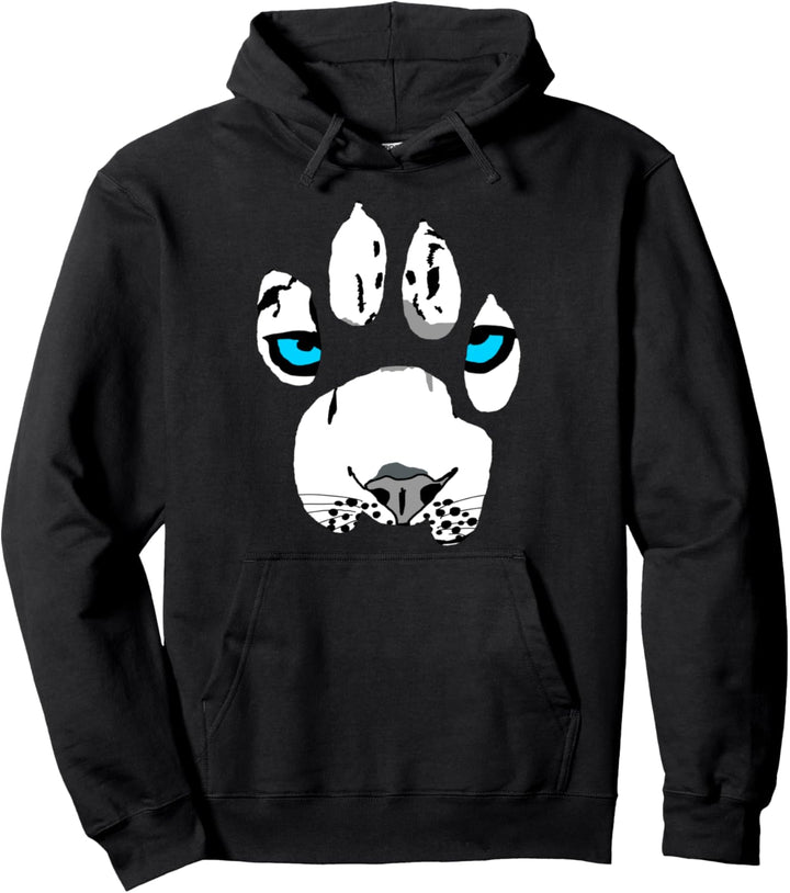 Schneeleopard Pfote Schnee Leopard Pfotenabdruck Pullover Hoodie