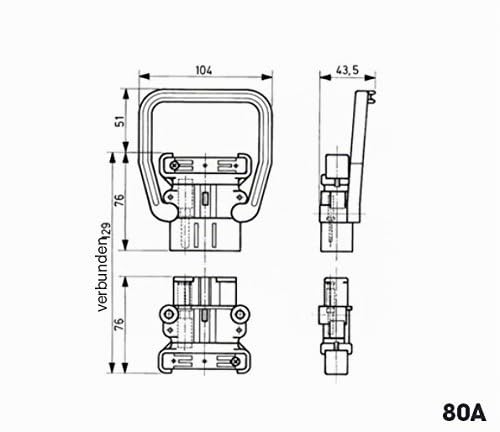 Intratec Batterieladestecker Dose mit Handgriff – Batterie-Stecker für Gabelstabler, Kehrmaschinen e