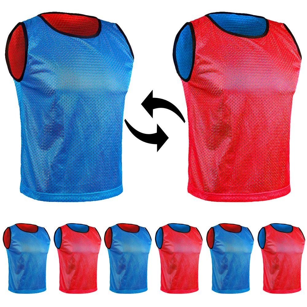 SPORTSBIBS 6X Fussball Leibchen für Kinder und Erwachsene - Set von 6 Stück - Wendeleibchen 2-Farbig
