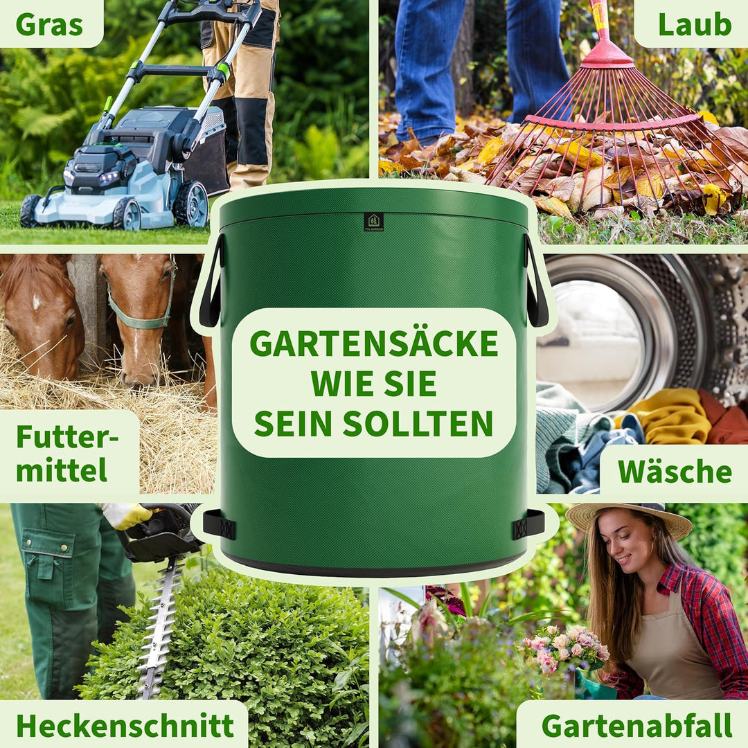 TTL Garden 3x 272L SUPER SOLID Gartensack grün - DOPPELTER BODEN 2x200 gsm extra stabil &amp; reissfest