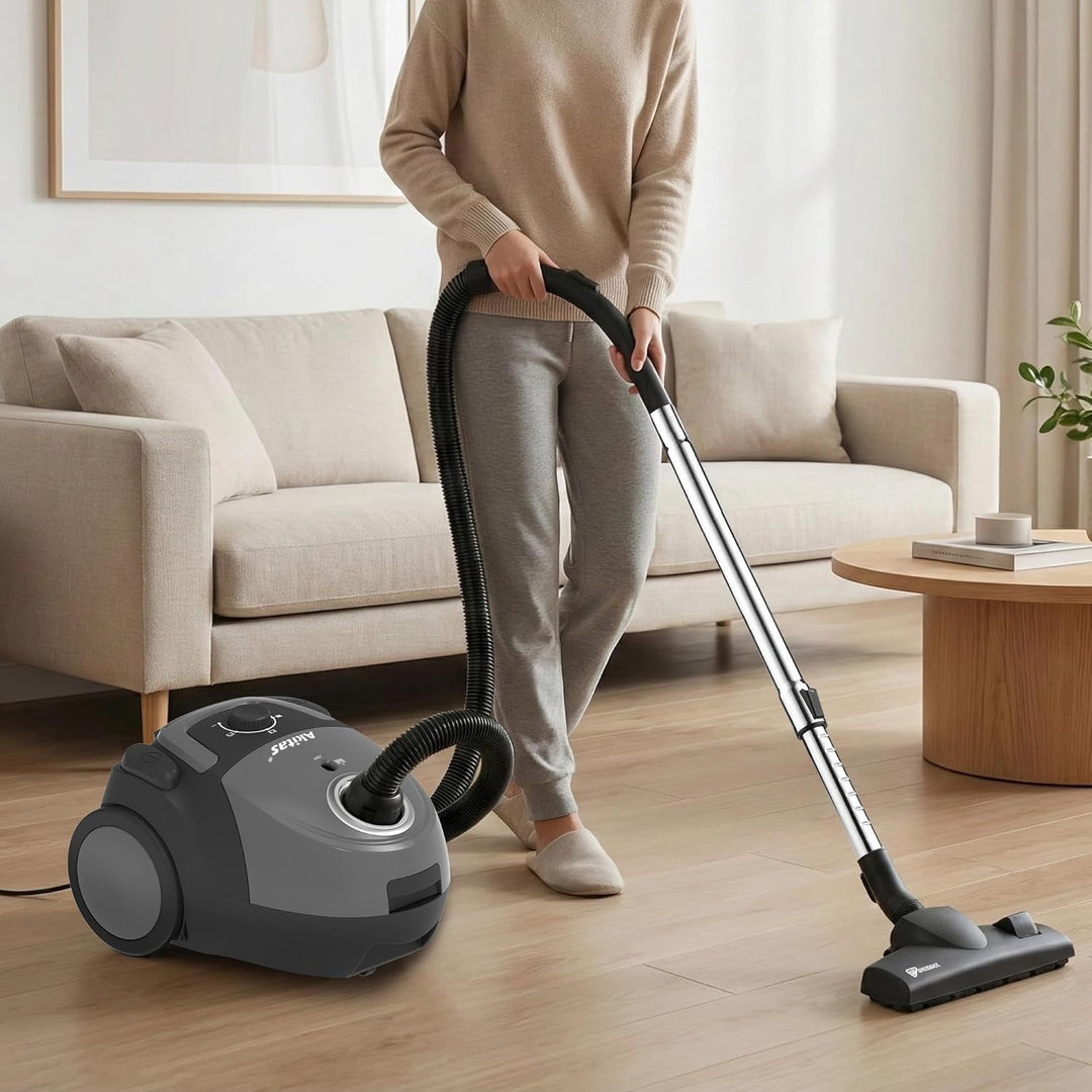 Akitas C5 Bodenstaubsauger mit Beutel, 850W Starke Saugleistung, 9m Aktionsradius, HEPA-Filter für A