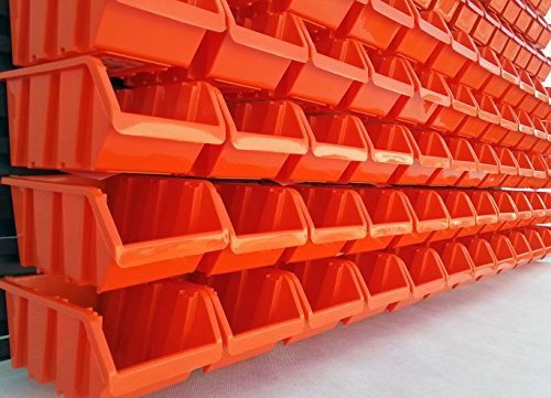 Wandregal, mit 46 Elementen, 42 Sichtboxen, Orange