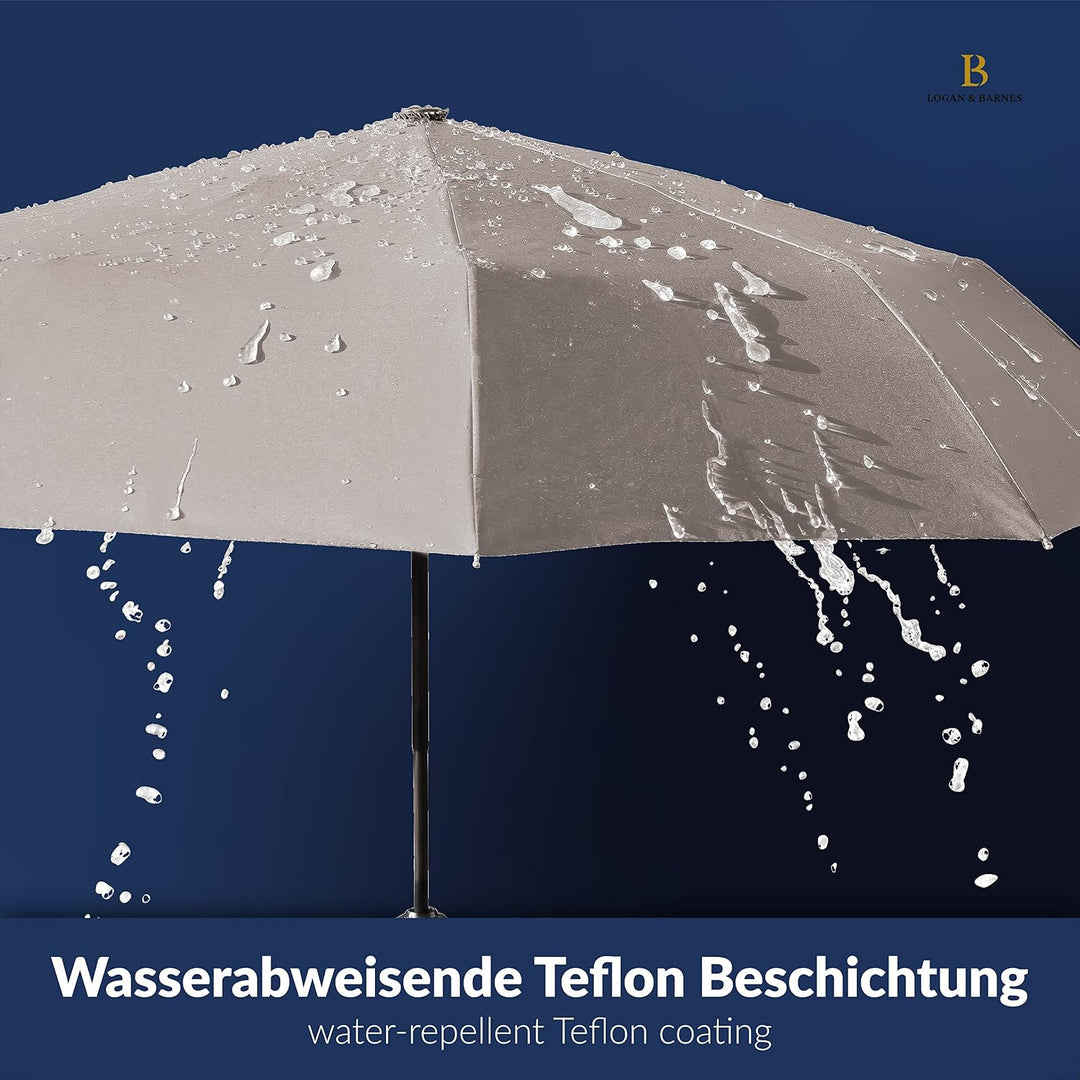 LOGAN &amp; BARNES Regenschirm sturmfest bis 140 km/h - Taschenschirm mit zertifizierter Teflon-Beschich