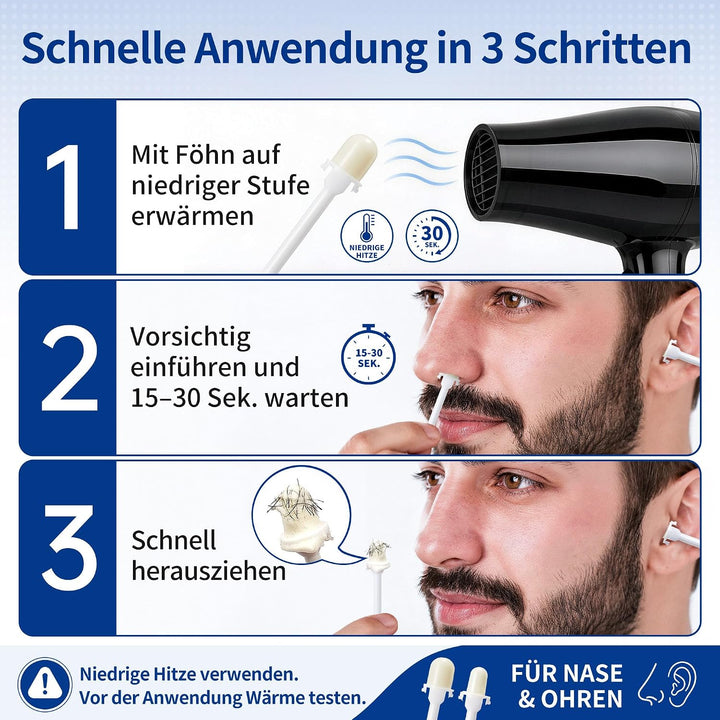 Beauty7 16 gebrauchsfertige Wachsstäbchen Nasen- und Ohrenhaarentfernung Schmerzfrei Nasenwachs Nase