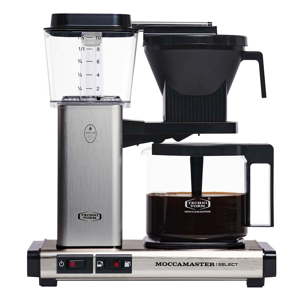 Moccamaster KBG Select, Filter Kaffee Maschische, Kaffeekanne Glas, Farbe Gebürstet, 1.25 Liter Brus