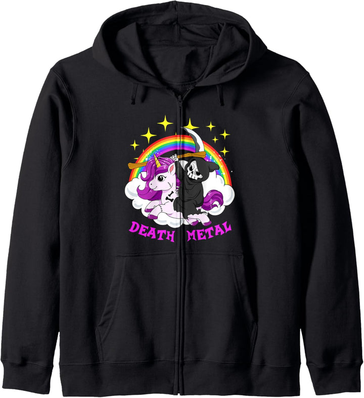 Death Metal Einhorn Reiter Heavy Metal Rocker Sensenmann Kapuzenjacke