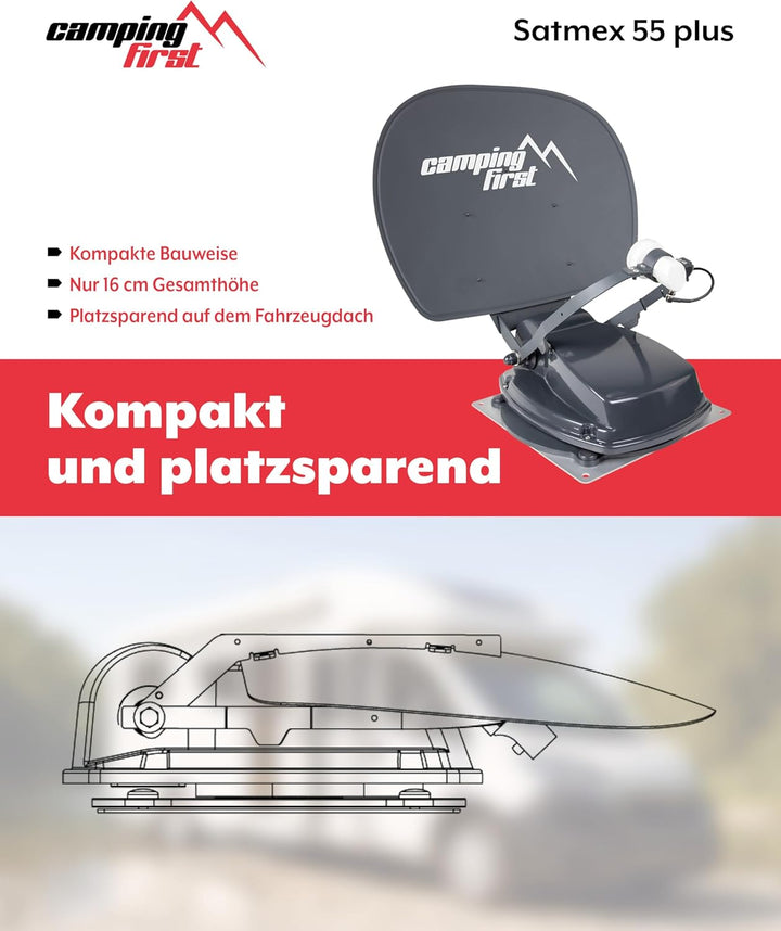 Satmex 55 Plus – Vollautomatische Sat-Antenne (Montage auf dem Wohnmobil, nur 16 cm Höhe, Bluetooth,