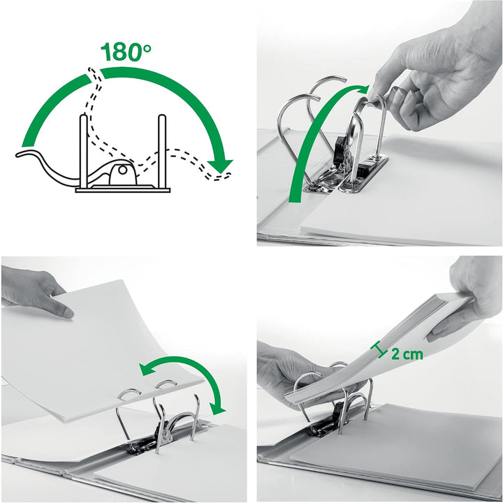 Leitz Qualitäts-Ordner 180° Plastik, 20er Pack, A4, Orange, 8,2 cm Rückenbreite, PP-laminierter Einb