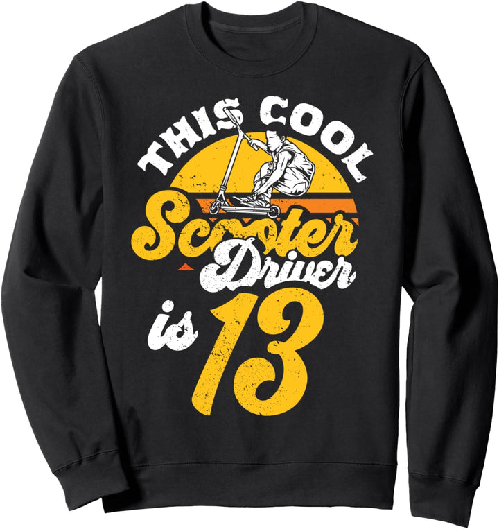13. Geburtstag Geschenk Roller Fahrer Scooter Jungs Kinder Sweatshirt