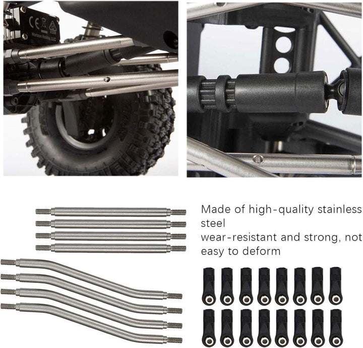 Stahl Steering Pull Rod Link für Axial Capra AXI03004, 8 Stück Rostfreier Linkage Einstellbare Rod L