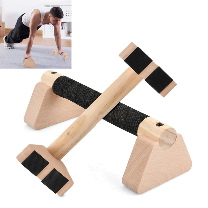 2 Pcs Liegestützgriffe, 25cm Handstand Griffe aus Holz mit Rutschfeste Gummipuffer, Parallettes Cali