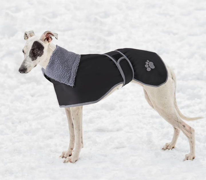 Geyecete Hunde Wintermäntel fur Windhund,Hundejacken mit plüschfutter,Wasserdichter Regenmantel Wind