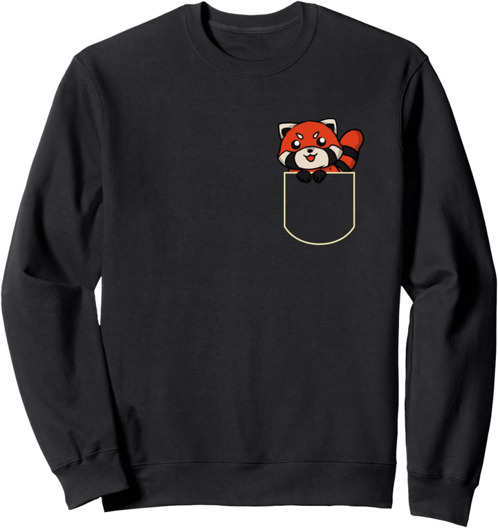 Lustiges Roter Panda Brusttasche Geschenk Red Panda Pocket Sweatshirt