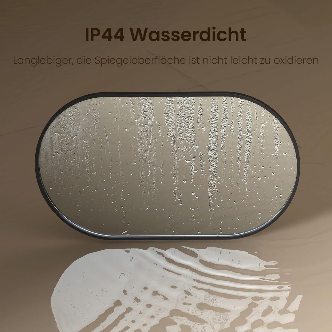 EMKE Badspiegel Oval Schwarz 50 x 70 cm Ovaler Wandspiegel mit Schwarzer Rahmen Spiegel Horizontal/V
