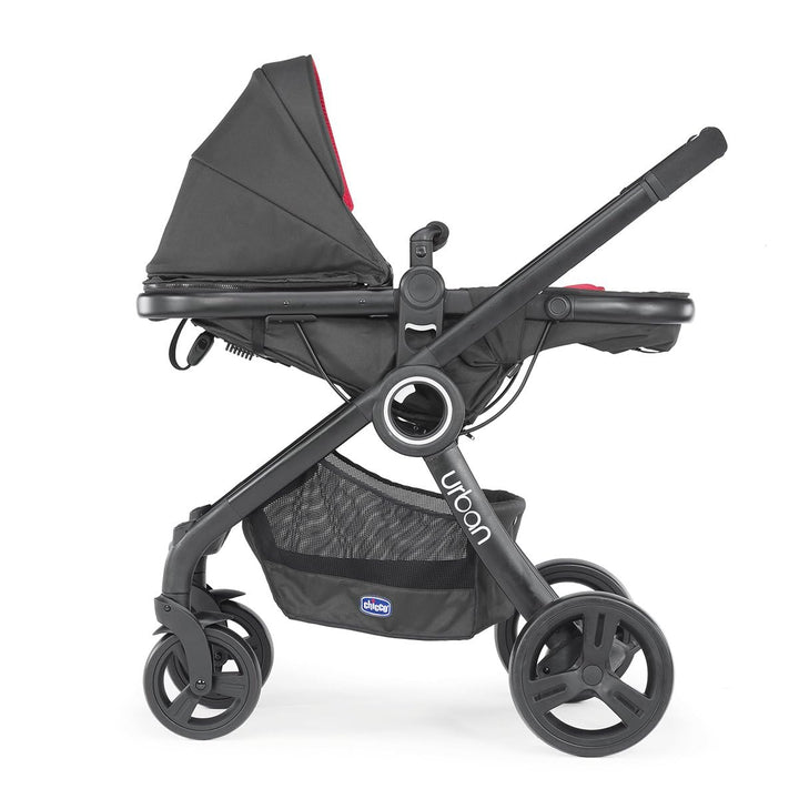 Chicco 06079418950000 Urban Plus Gestell mit Halbfester Babyschale inklusiv Regenschutz, Frontbügel,