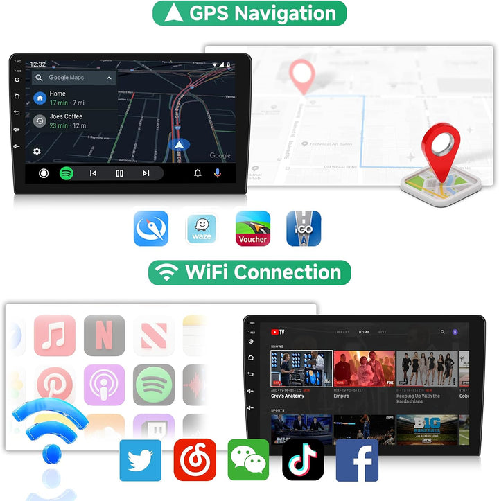 Rimoody 2G+64G Autoradio 2 Din Android Wireless Carplay Android Auto, 9 Zoll Touchscreen 2 Din Radio