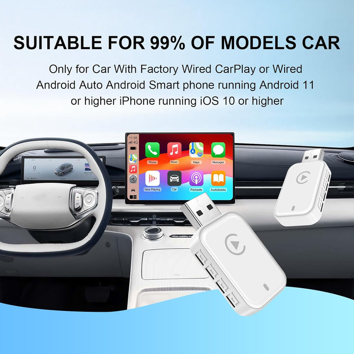 EZoneTronics 2-in-1 Wireless Android Auto &amp; Carplay Adapter, Convert Wired to Wireless Carplay Adapt
