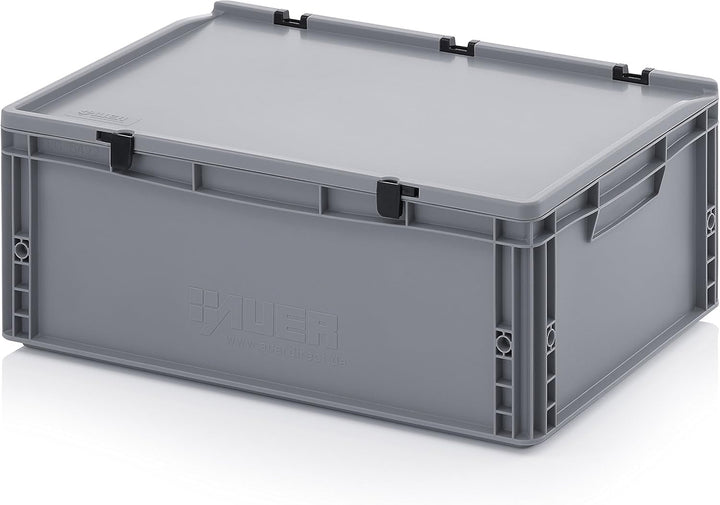 Auer Packaging 5x Eurobehälter 60 x 40 x 23,5 mit Scharnierdeckel inkl. gratis Zollstock 5er Set