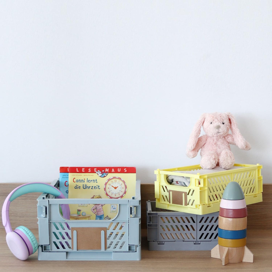 Kindsgut Klappkisten-Set, faltbare Aufbewahrungs-Box aus Kunststoff, mehr Ordnung in dezenten Farben