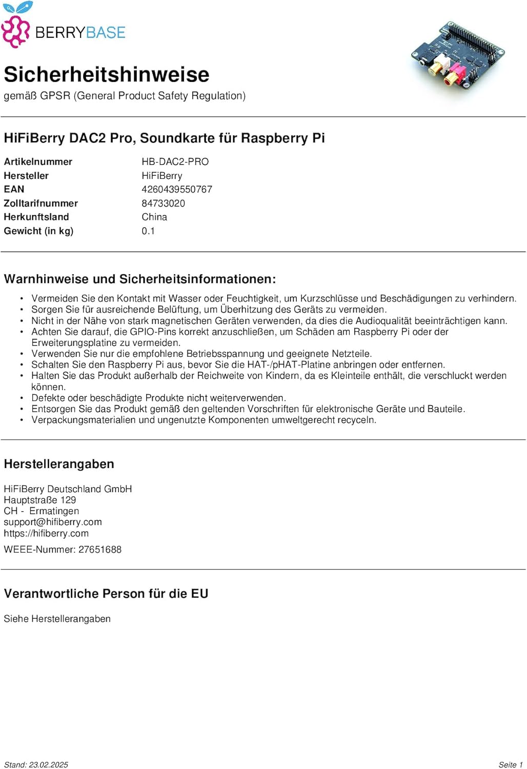 HiFiBerry DAC2 Pro