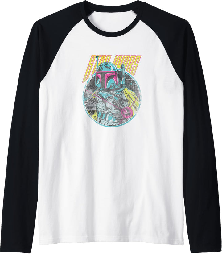 Star Wars Boba Fett Neon Blaster Vintage Raglan
