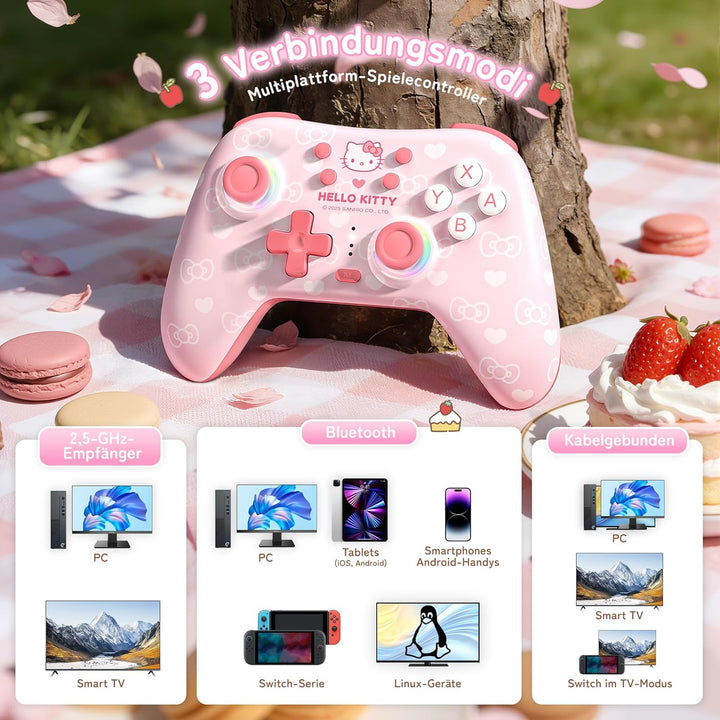 Kuitmor Wireless PC Controller mit RGB, Hall Effekt Joysticks, 1000 Hz Abfragerate, Turbo, Remappabl