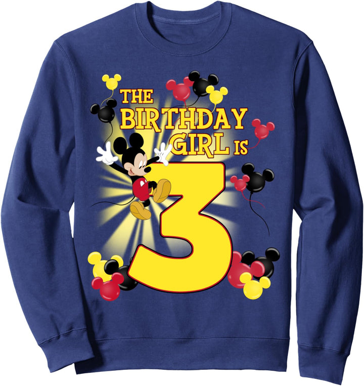 Disney Mickey &amp; Friends 3 Year Old Birthday Girl Sweatshirt