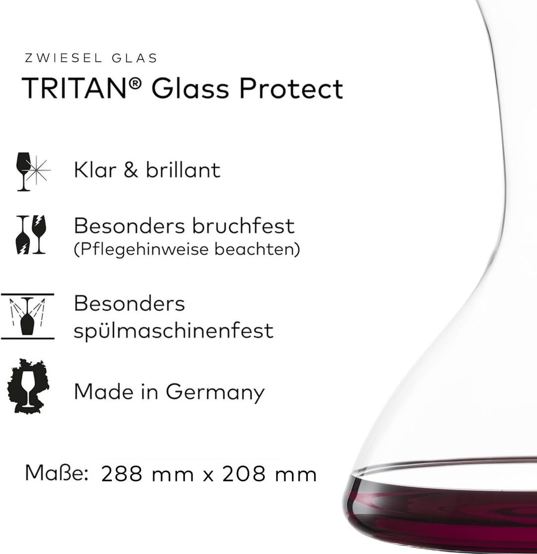 Zwiesel Glas Dekanter Vivid Senses, handgefertigte vielseitig einsetzbare Glas-Karaffe, robustes Tri
